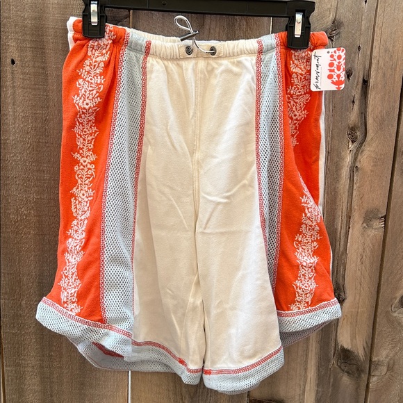 Free People Movement Way To Go Shorts in Floral Embroidered Coral Combo - Picture 6 of 14